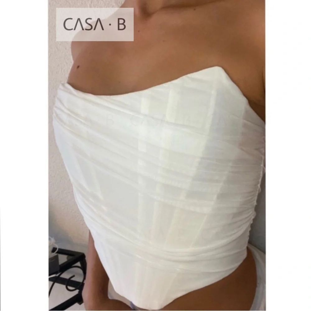 5⭐️CASA B | Venice Strapless Mesh Wrap Corset Top in white